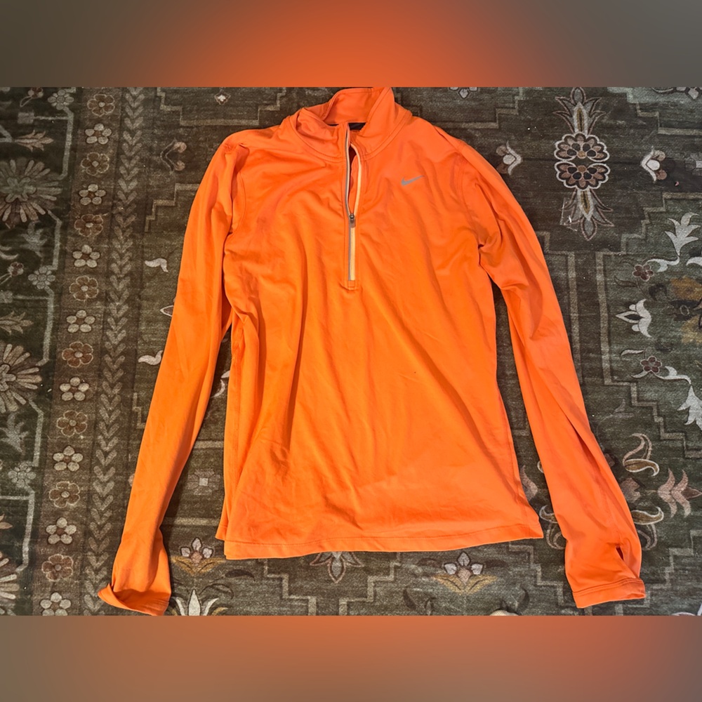 Nike quarter zip dri fit orange long sleeve top size medium